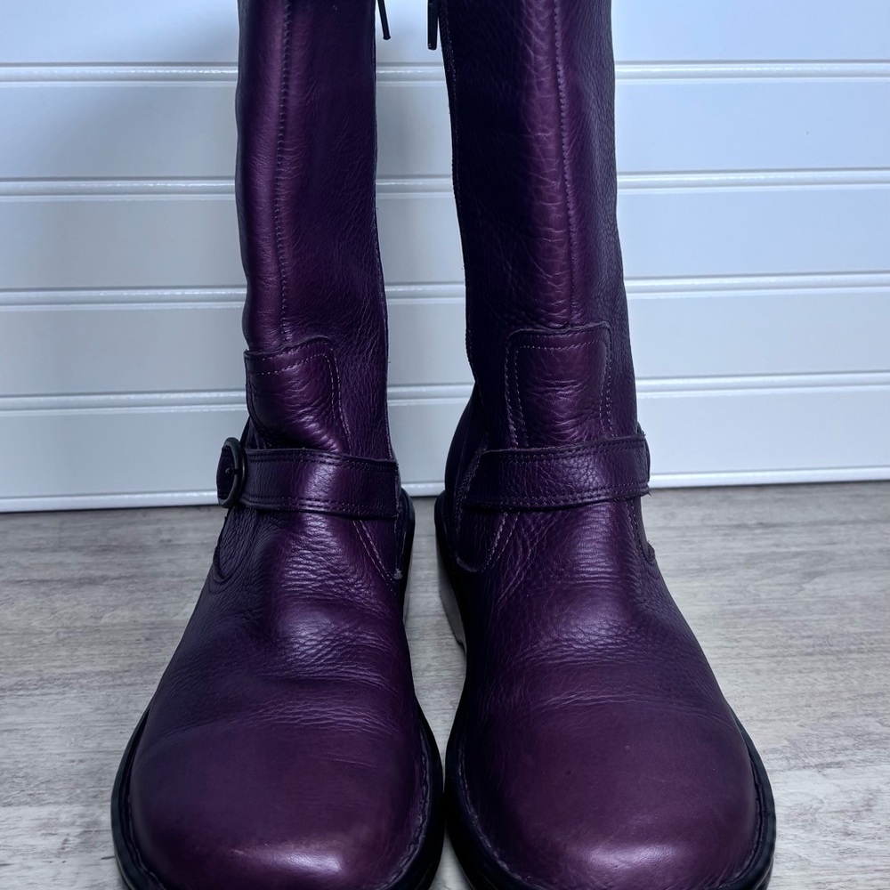 Lassen "Orlando" Brown Leather Mid-Calf Moto Boots - Women's Size 9.5 M